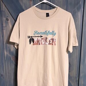 Gildan Beige Beautifully Broken T-Shirt